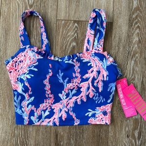 NWT Lilly Pulitzer LUXTETIC Zahara ruffle Swim on Over Sports Bra XS